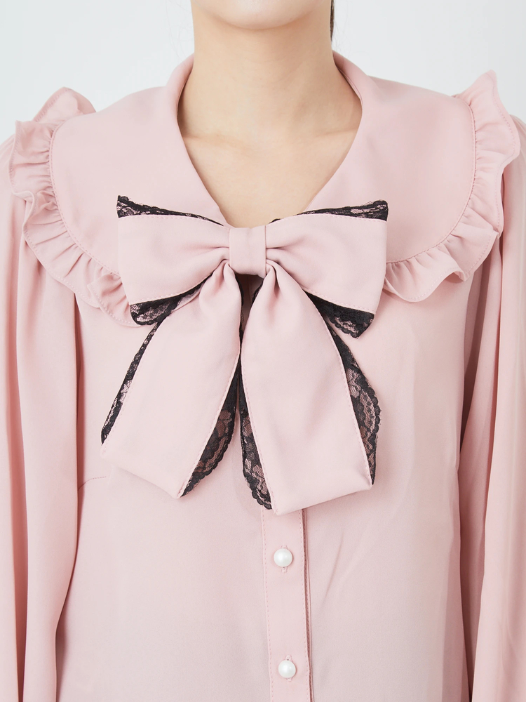 配色レースリボンブラウス - Ank Rouge(アンクルージュ)のシャツ