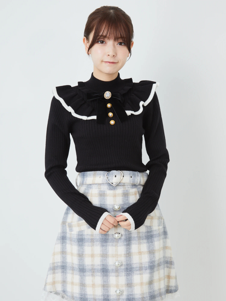 ビジューリボン配色ニット - Ank Rouge(アンクルージュ)のニット