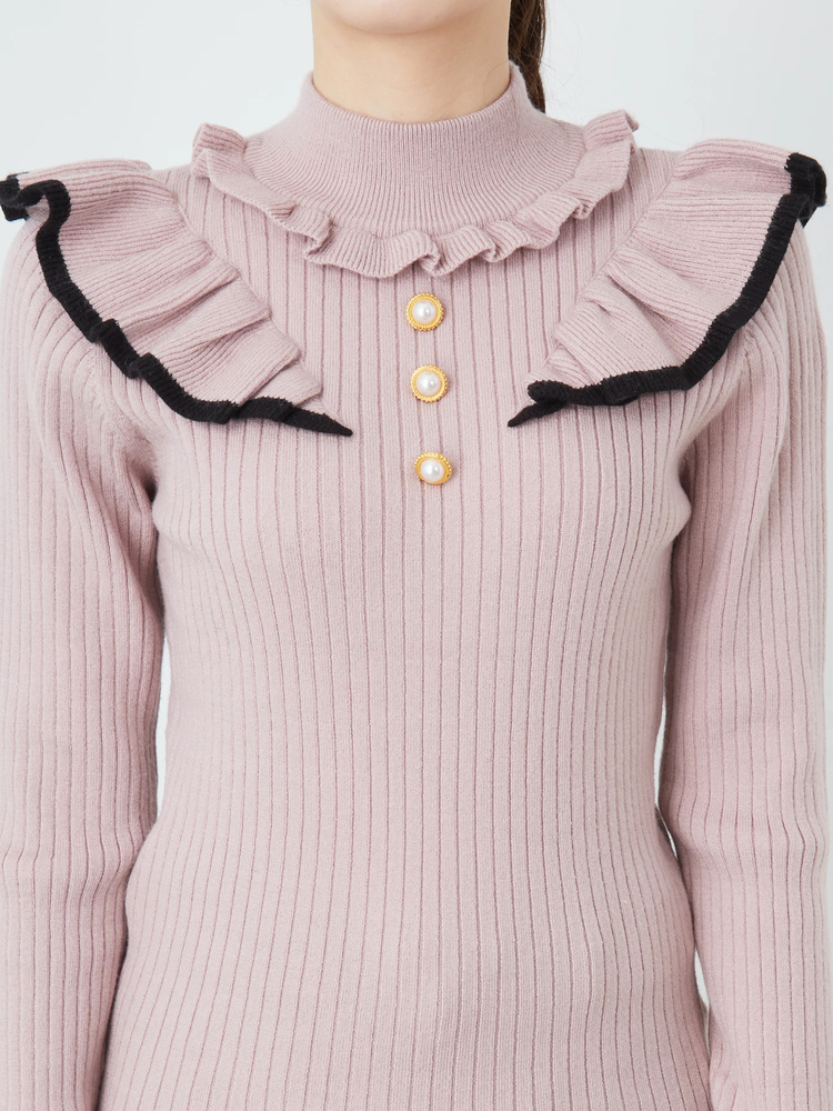 ビジューリボン配色ニット - Ank Rouge(アンクルージュ)のニット