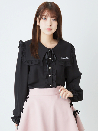 独特の上品 ロゴ刺繍セーラーブラウス - Ank Rouge(アンクルージュ)のシャツ トップス