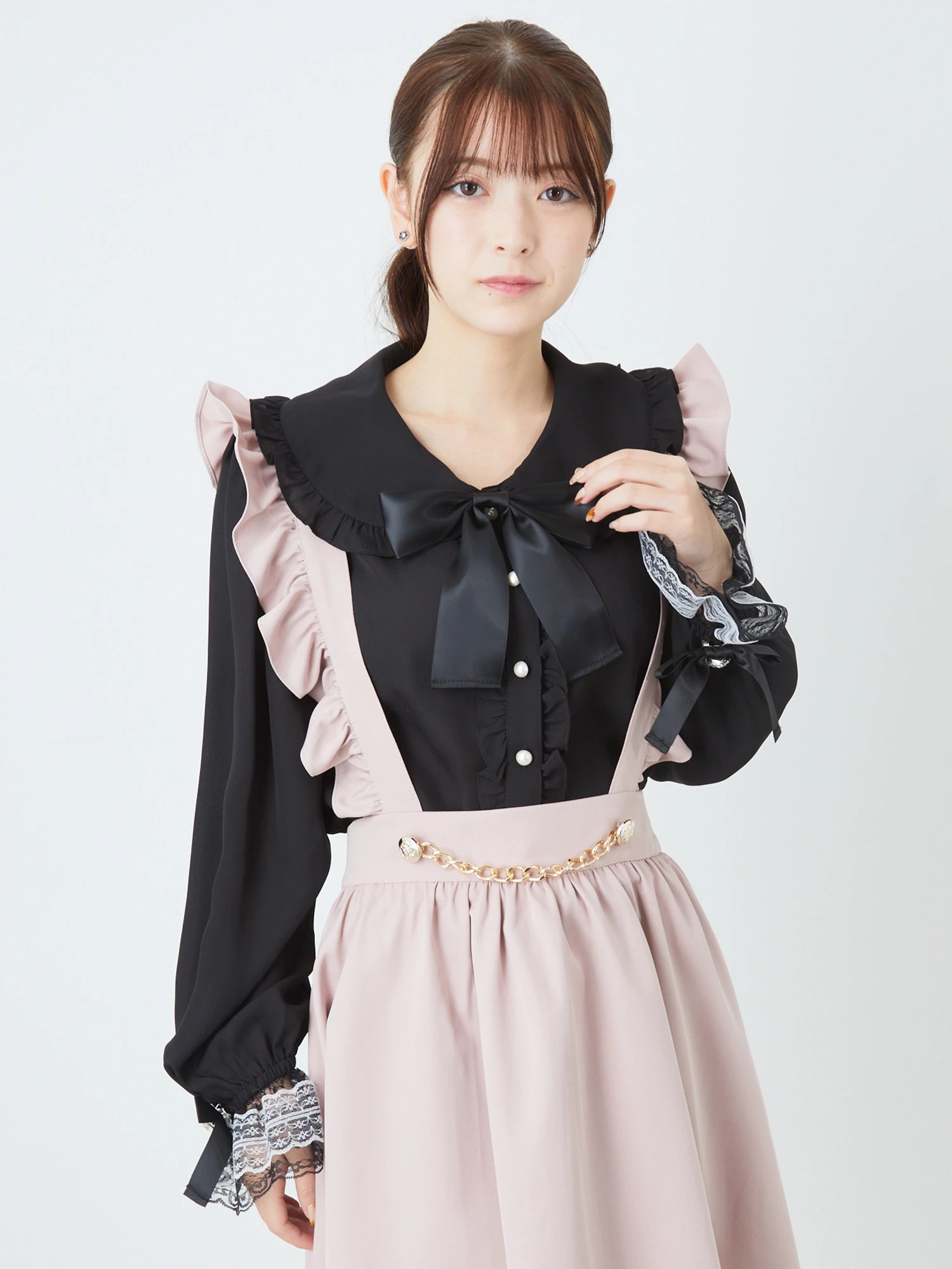 アイルランド製 ストライプ柄 手織り リボンタイ付き ケープコート