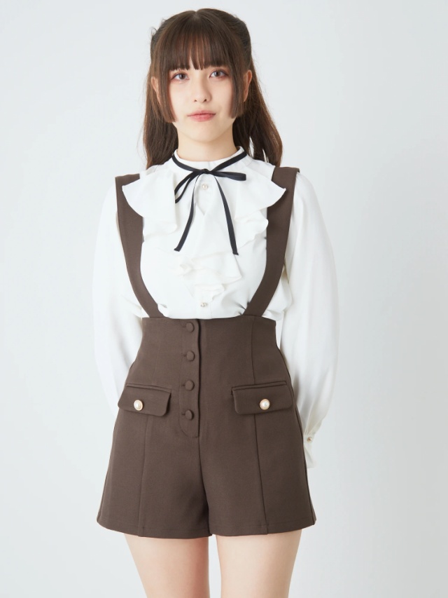 サスペンダー付ハイウエストショートパンツ - Ank Rouge(アン  