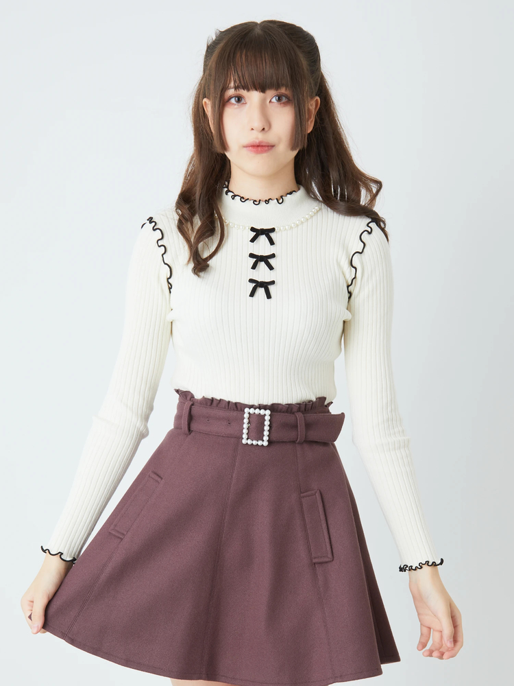 フロントリボンメロウリブニット - Ank Rouge(アンクルージュ)のニット