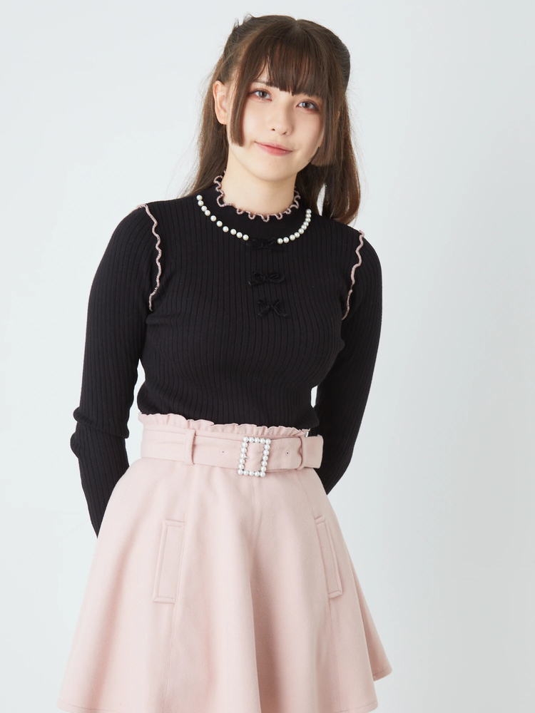 フロントリボンメロウリブニット - Ank Rouge(アンクルージュ)のニット