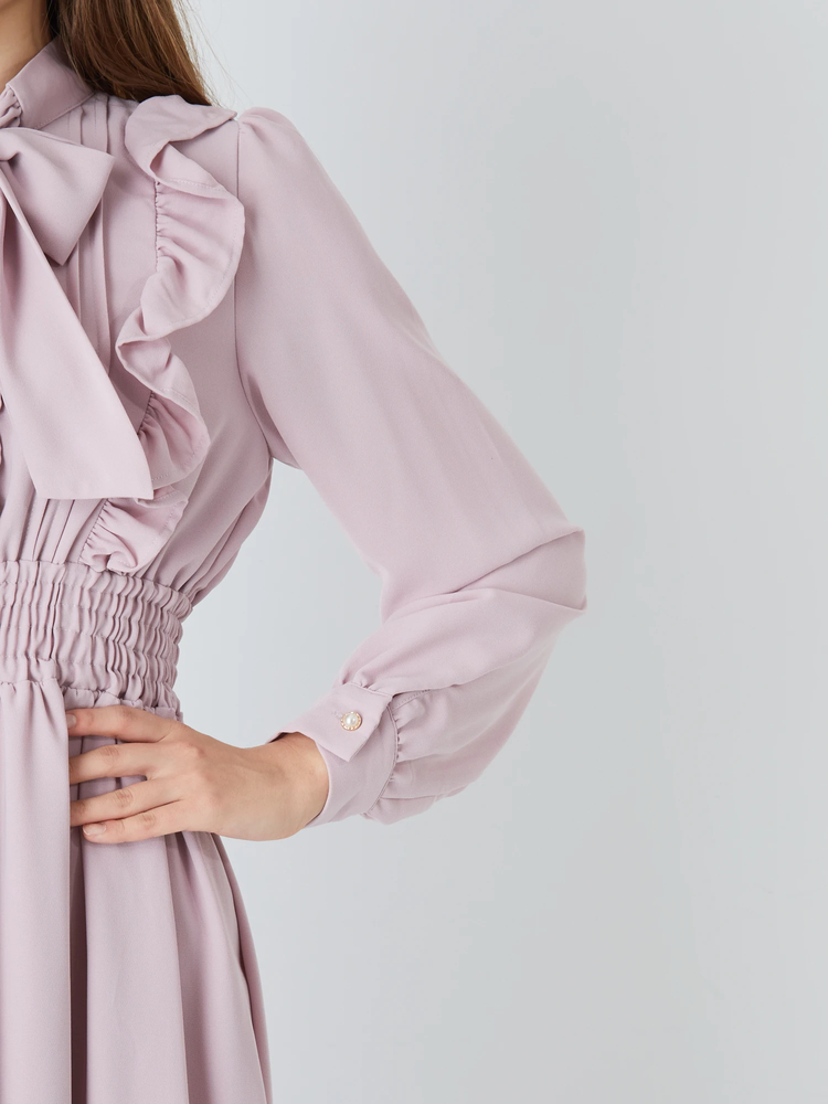 フリルリボンタイロングワンピース - Ank Rouge(アンクルージュ)の