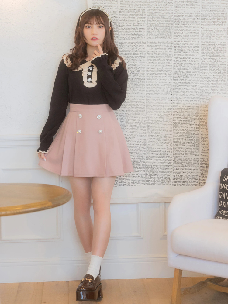 フリル衿ビジューボタンニット - Ank Rouge(アンクルージュ)のニット