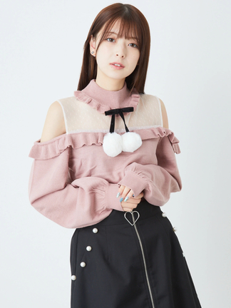 ポンポンリボンオフショルニット - Ank Rouge(アンクルージュ)の