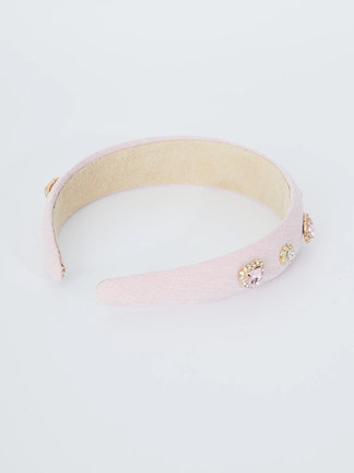 カチューシャ　ホワイトピンク 合皮カチューシャ（ホワイト／パール）| キャステル | CASTEL