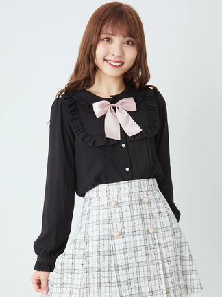 Yves Saint Laurent - 【美品】イヴ・サンローラン　フリルケープカラーブラウス　ネイビー　M相当 ケープカラーブラウス - Ank Rouge(アンクルージュ)のシャツ