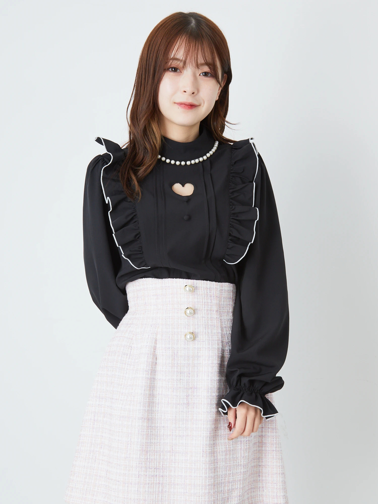ドット＆ハート柄シアーチュールトップス（シャツ/ブラウス
