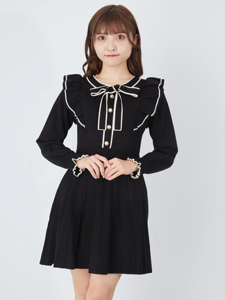 【訳あり】ANDREA&Co. フリル　プリーツ　シースルー　ロングワンピース RibbonToeShoseレースアップフリルワンピース - Ank Rouge(アン