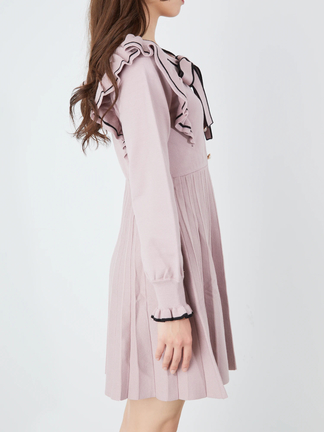 Ballsey フロントリボンワンピース ピンクベージュ Ballsey フロントリボンワンピース ピンクベージュ