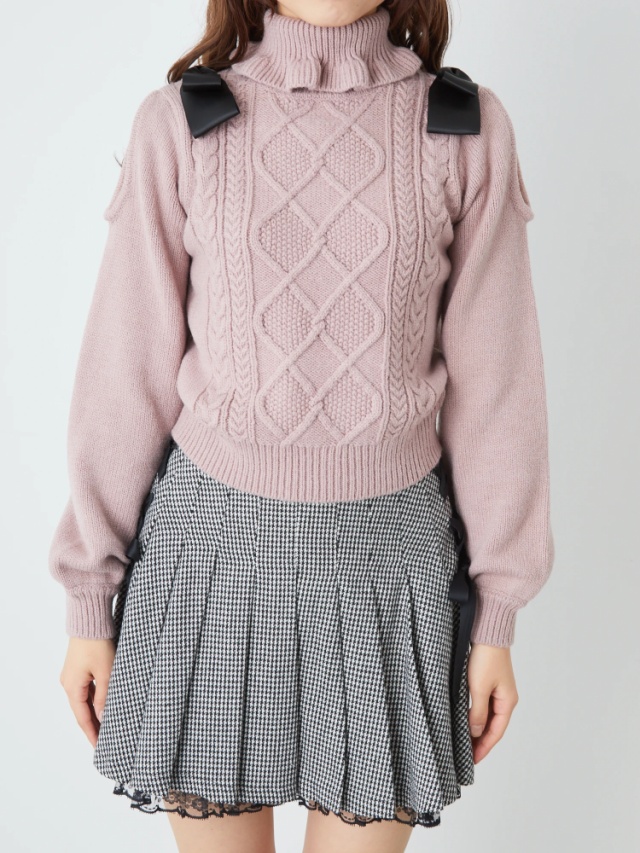 肩開きリボンケーブルニット - Ank Rouge(アンクルージュ)のニット  