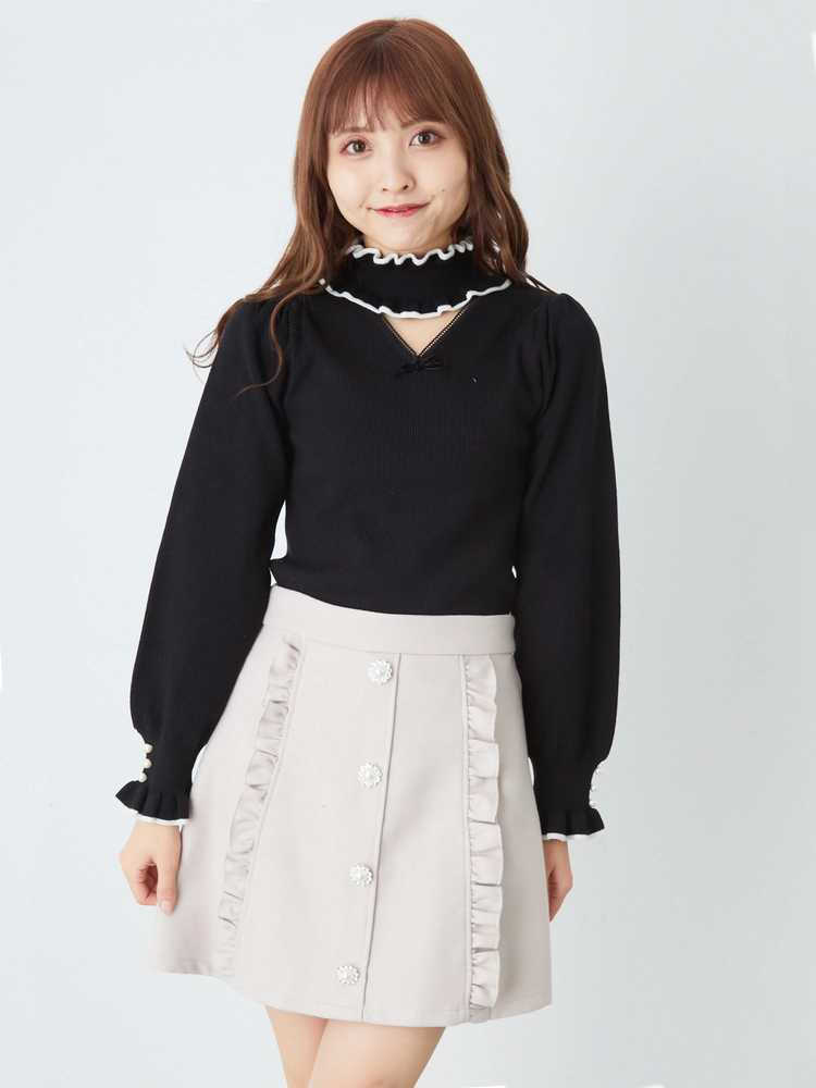 フロントフリル&ビジュースカート - Ank Rouge(アンクルージュ)の