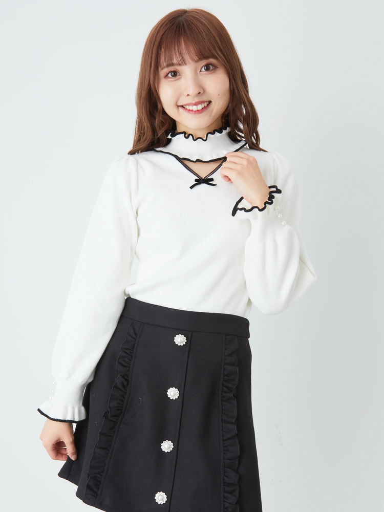 グルーデコ♡フリルリング デコルテ開きフリルOP - Ank Rouge(アンクルージュ)のワンピース