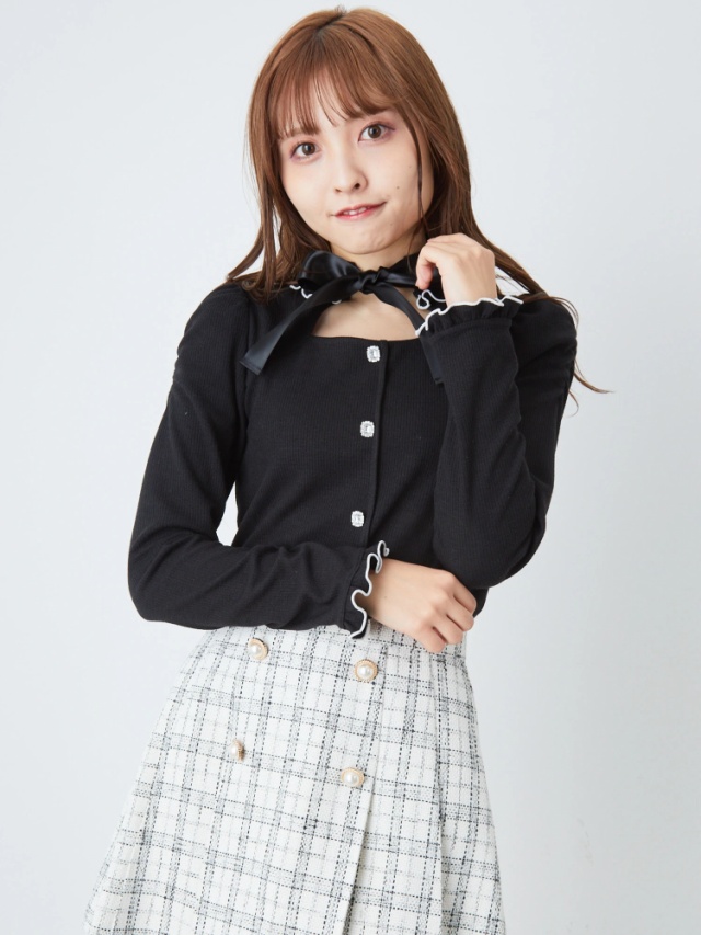 メロウリボンハイネックTOPS - Ank Rouge(アンクルージュ)のTシャツ ｜長袖