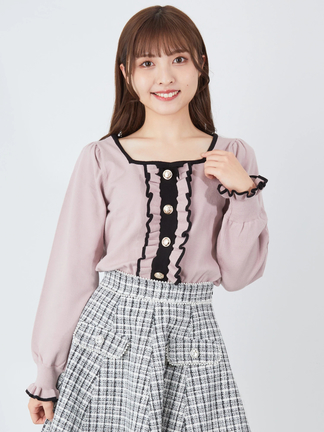 ピンクハウス アンゴラ混 ハート/花 モチーフ付 ニットチュニック