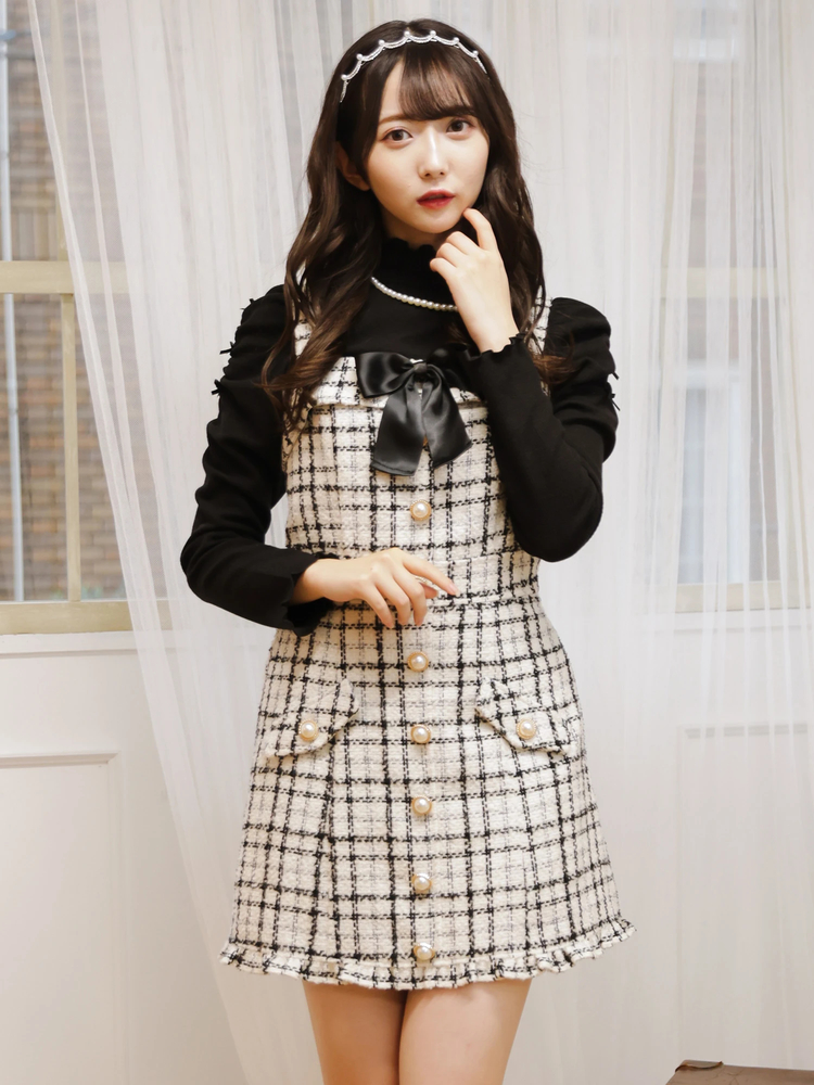 フロントボタンツイードJSK - Ank Rouge(アンクルージュ)のワンピース