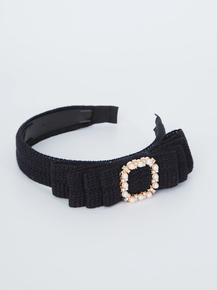 ニットリボンカチューシャ(ブラック)