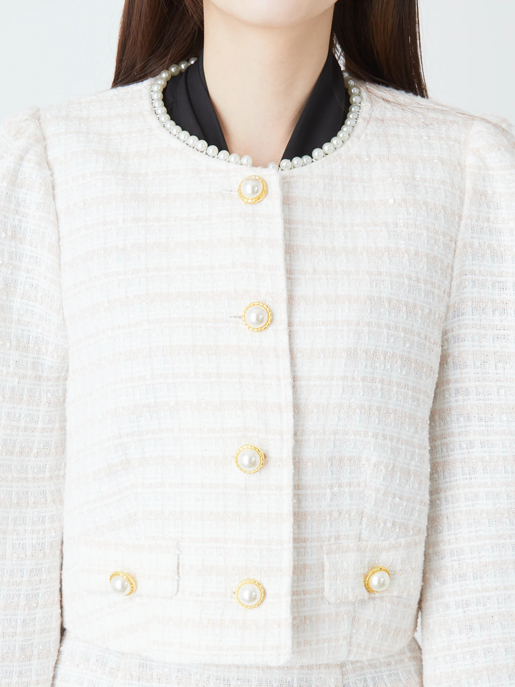 ina】aranciato別注 後ろリボンツイードクルージャケット 新品