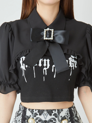 バックルリボンショートブラウス - Ank Rouge(アンクルージュ)のシャツ