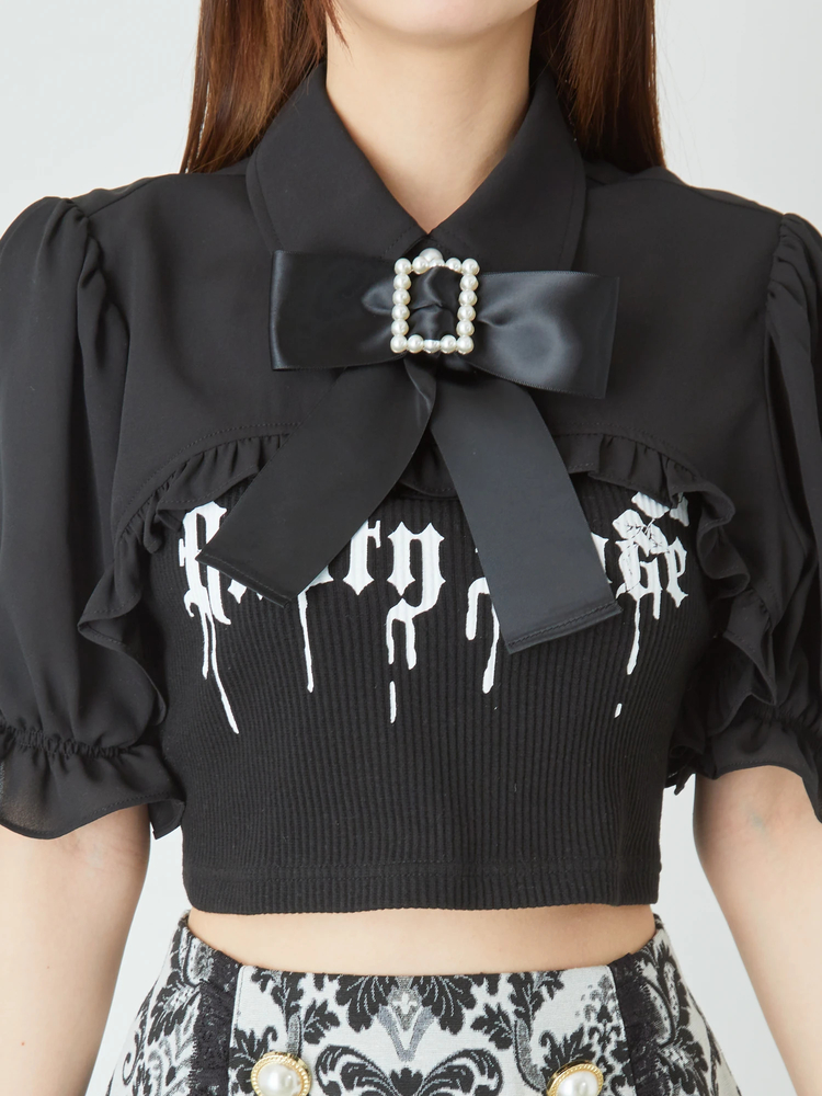 バックルリボンショートブラウス - Ank Rouge(アンクルージュ)のシャツ