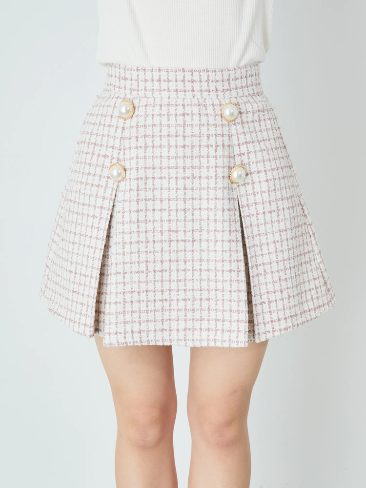 ボックスプリーツツイードSK - Ank Rouge(アンクルージュ)のスカート