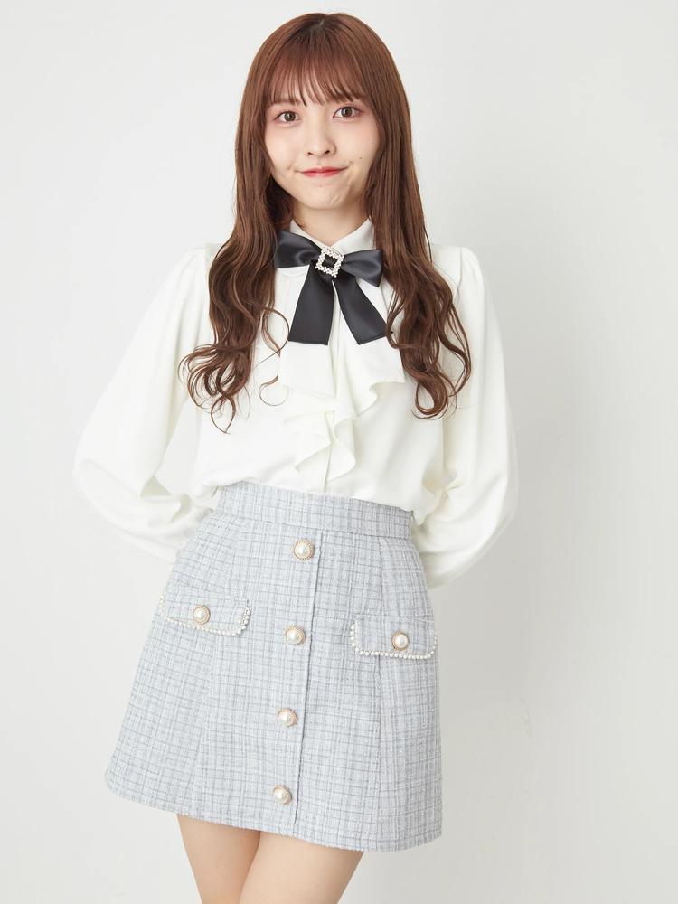 激レアXL相当　シャネル　キラキララメツイード　シルク混タック入スカート 渋谷並木橋店】2024/25年 秋冬 CHANEL シャネル スカート ミディ