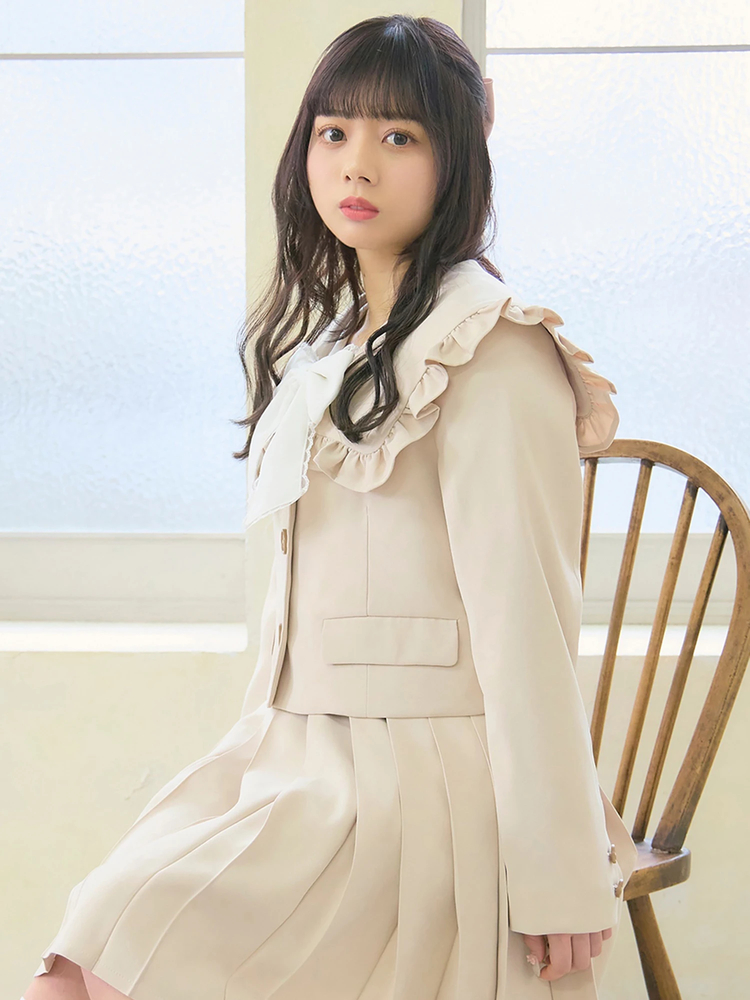 プラージュ　Shantung ジャケット　麻　アイボリー　36 Vintage School セーラーカラージャケット - Ank Rouge(アン