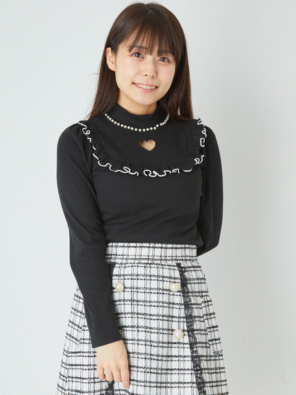 ハートくりぬきヨークTOPS(アイボリー)