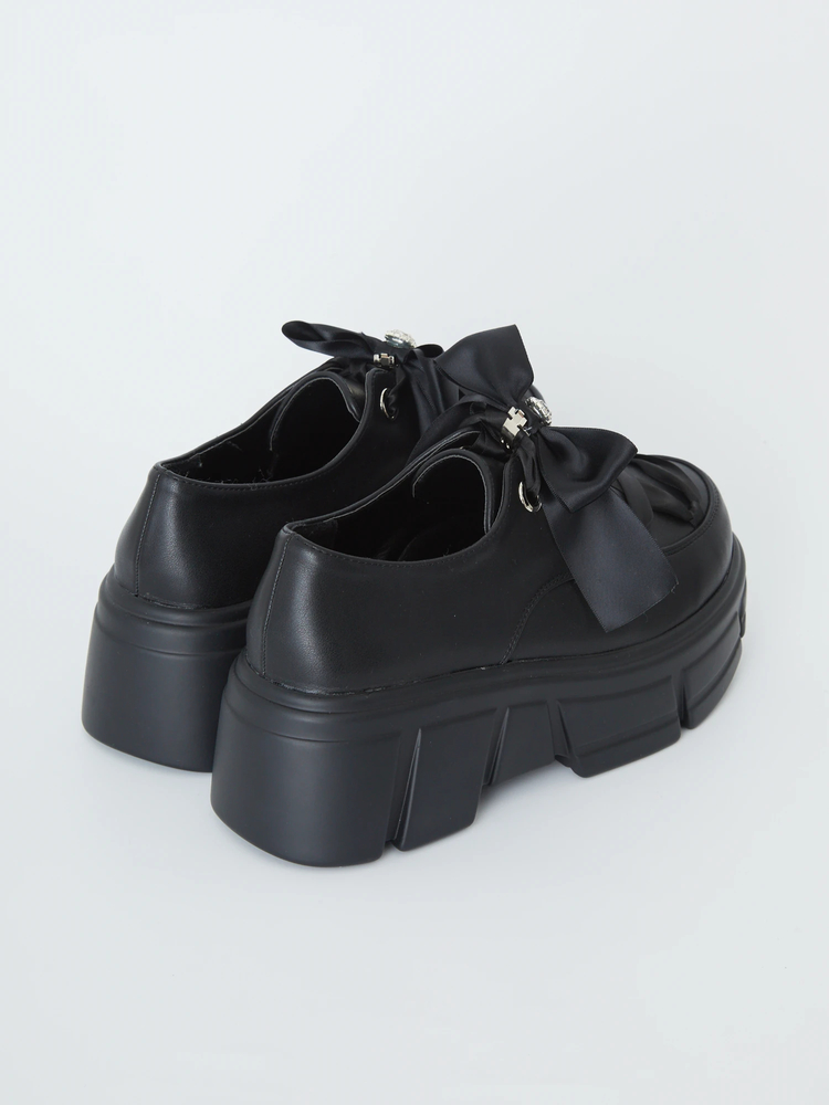 Ank Rouge ビジューリボンシューズ 厚底 ローファー M ハートビジューリボン厚底シューズ - Ank Rouge(アンクルージュ