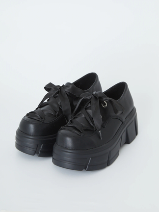 未使用品♡Ank Rouge 厚底シューズ 黒 Lサイズ レースアップ厚底シューズ - Ank Rouge(アンクルージュ)の