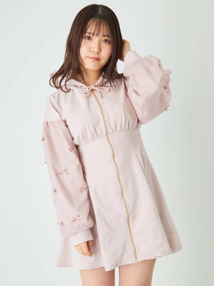 Ank Rouge チュール袖ハイウエストパーカーOP チュール袖ハイウエストパーカーOP - Ank Rouge(アンクルージュ