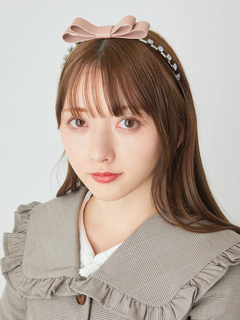 リボン×ビジューカチューシャ