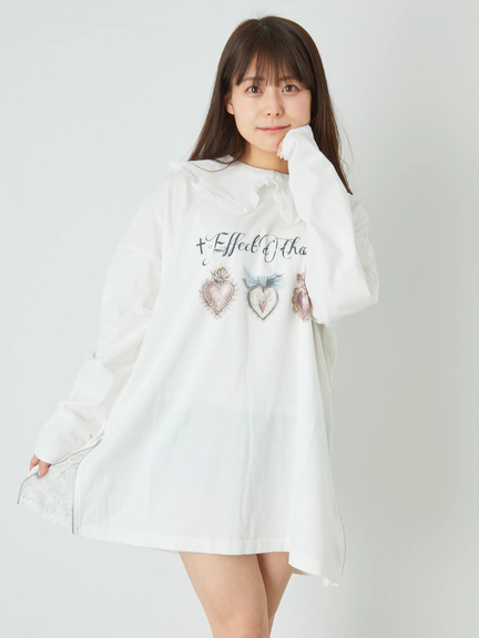 アンティークハートプリントロンTe(ホワイト)