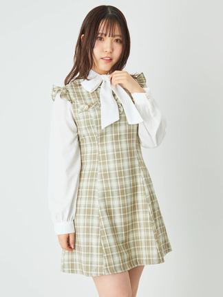 アリリリィです★新品★ラインチェックコットンワンピース リボンタイチェックAラインワンピース - Ank Rouge(アン