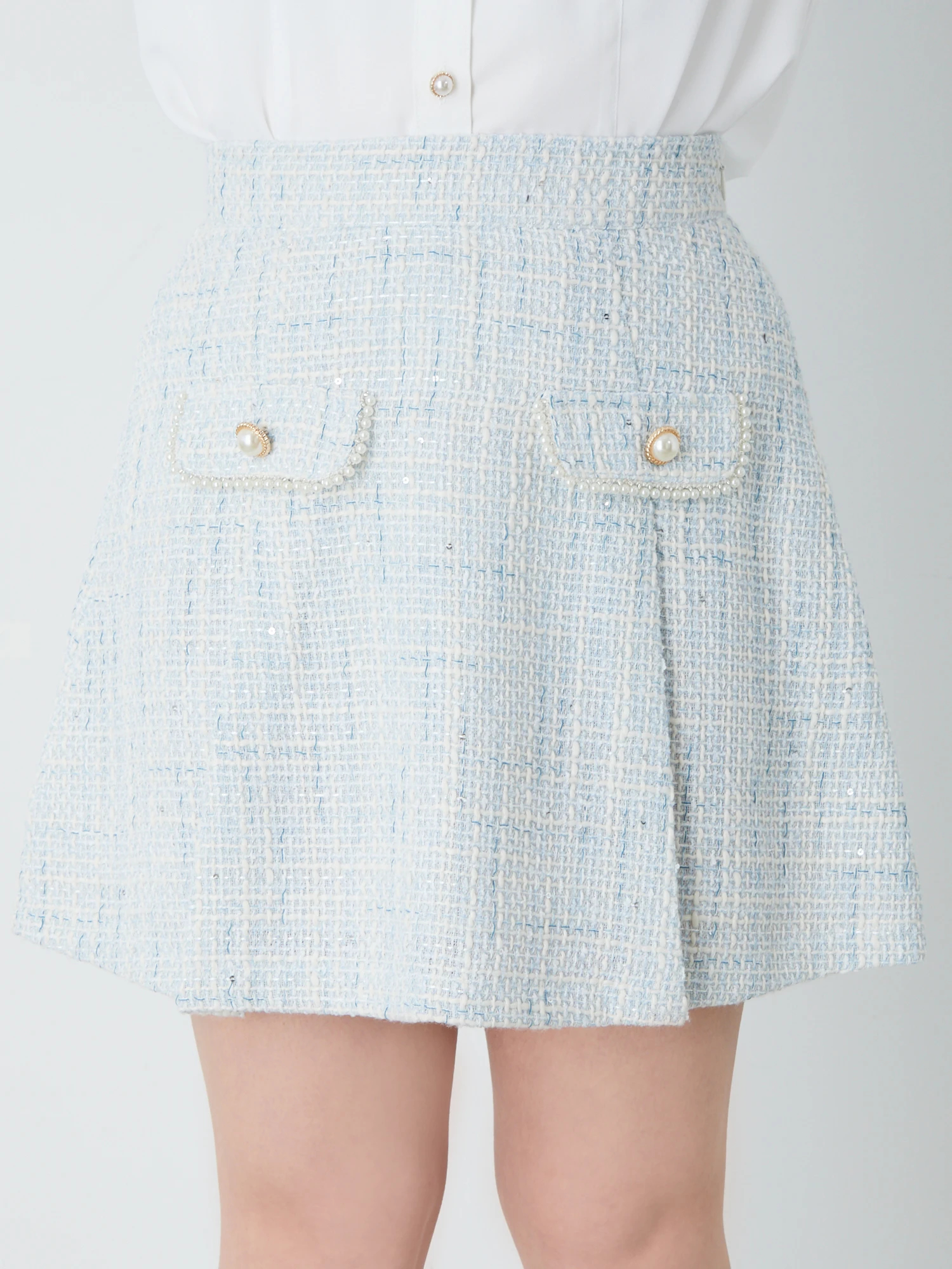 グレイル ミックスツイード台形ミニスカート - ひざ丈スカート