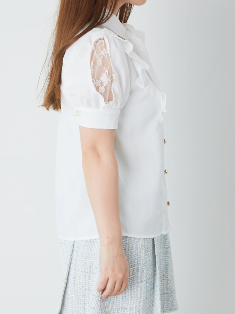 袖レース切替えリボンタイブラウス - Ank Rouge(アンクルージュ)の