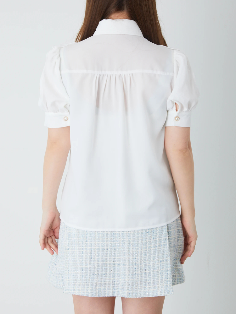 袖レース切替えリボンタイブラウス - Ank Rouge(アンクルージュ)の