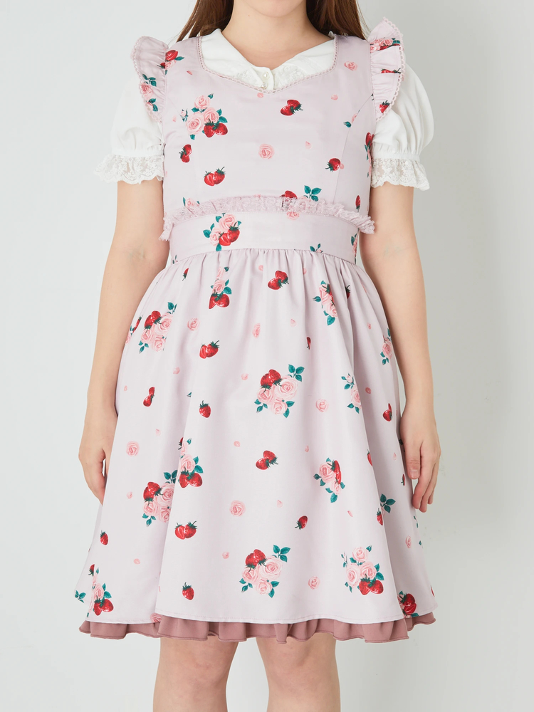 JACADI♡ りんご柄　肩フリル　ワンピース 新品 Jacadi × LIBERTY 花柄 フリル ワンピース オレンジ10A
