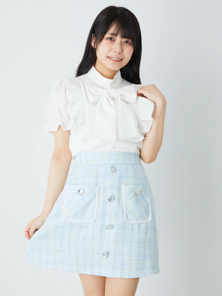 ビジューボタンツイード台形SK - Ank Rouge(アンクルージュ)のスカート