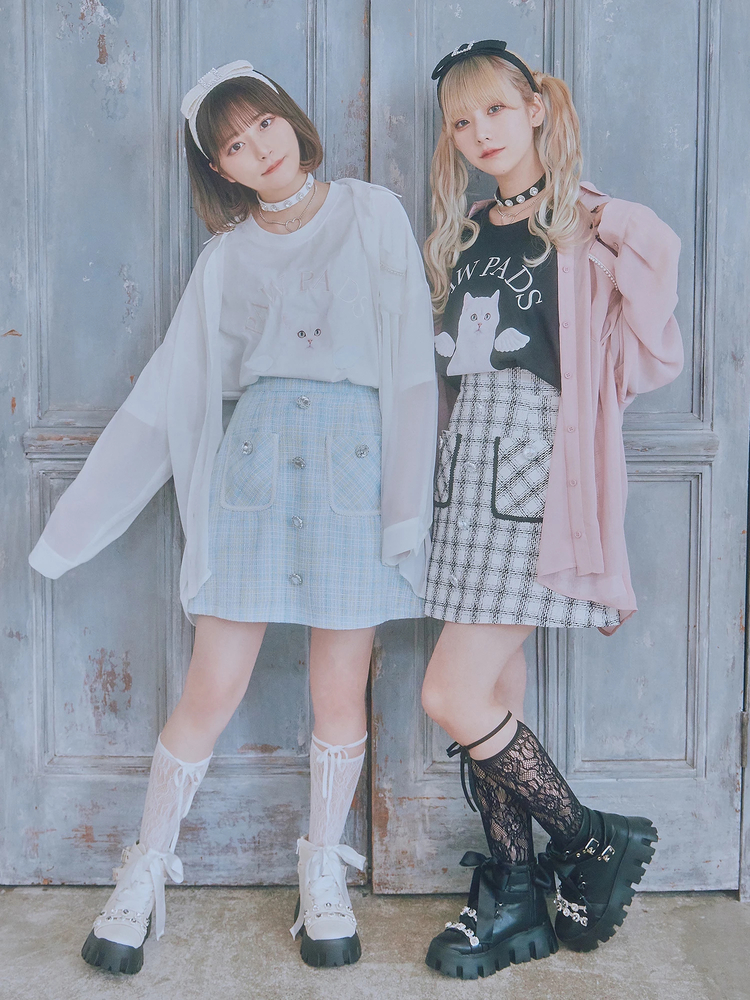 ❤︎6点セット❤︎ pium、量産型、アンクルージュ、Evelyn、ガーリー♩ ビジューボタンツイード台形SK - Ank Rouge(アンクルージュ)のスカート