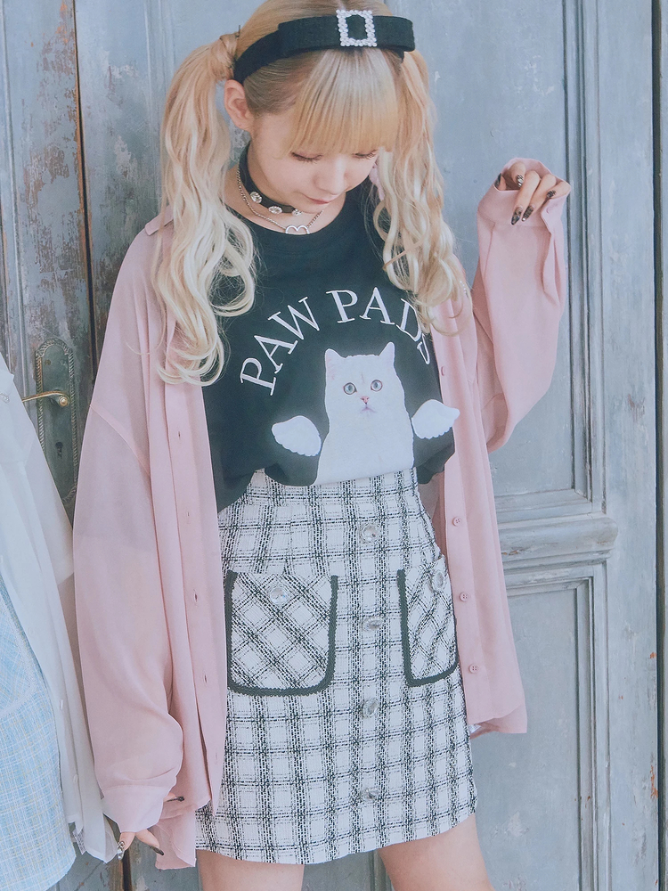 ビジューボタンツイード台形SK - Ank Rouge(アンクルージュ)のスカート