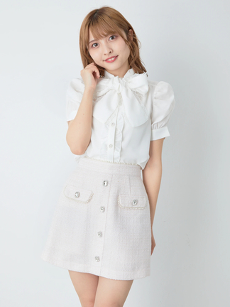 フロントビジューツイードミニSK - Ank Rouge(アンクルージュ)の