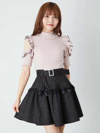 Ank Rouge パールバックルベルトJQワンピース 黒 パールバックルベルトJQワンピース - Ank Rouge(アンクルージュ