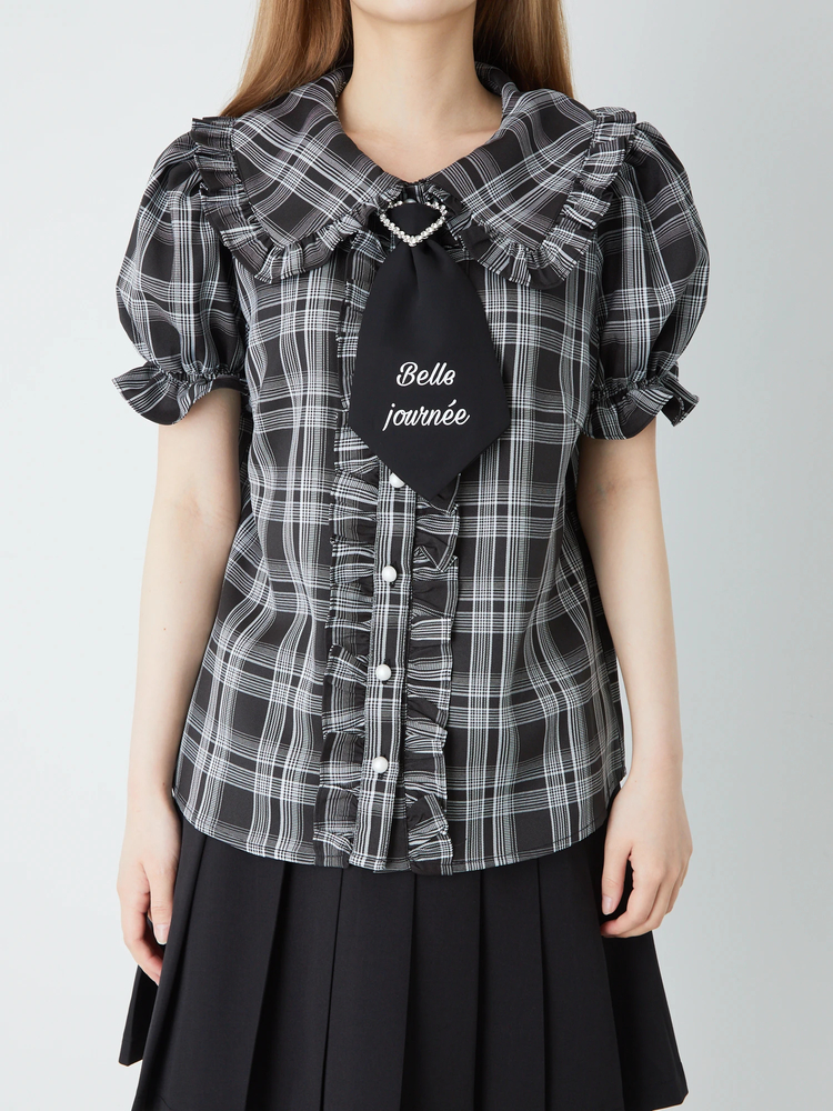 地雷 アンクルージュ クロス 十字架 ブラウス シャツ ネクタイ セットアップ 地雷 アンクルージュ クロス 十字架 ブラウス シャツ ネクタイ