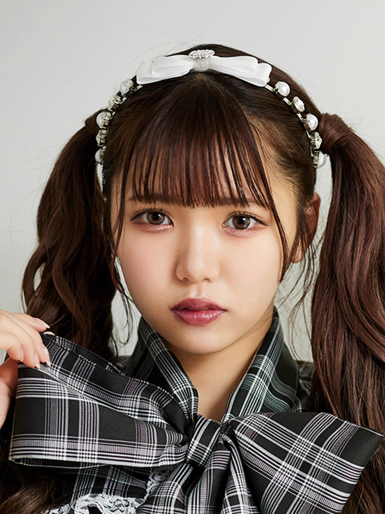アキオヒラタ　リボン　カチューシャ　黒 DotチュールRibbonカチューシャ 黒｜東京ロリィタ-TOKYO LOLITA