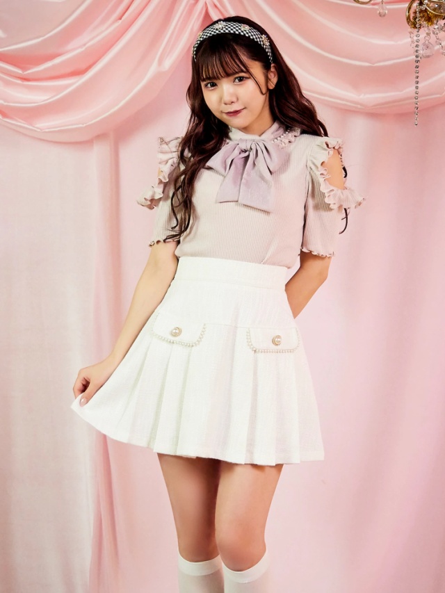 ヨーク切替えツイードプリーツSK - Ank Rouge(アンクルージュ)の  