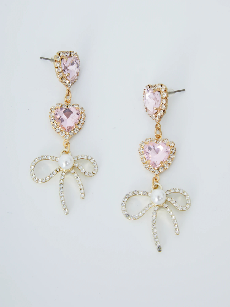 ドロップリボンビジューピアス - Ank Rouge(アンクルージュ)のピアス