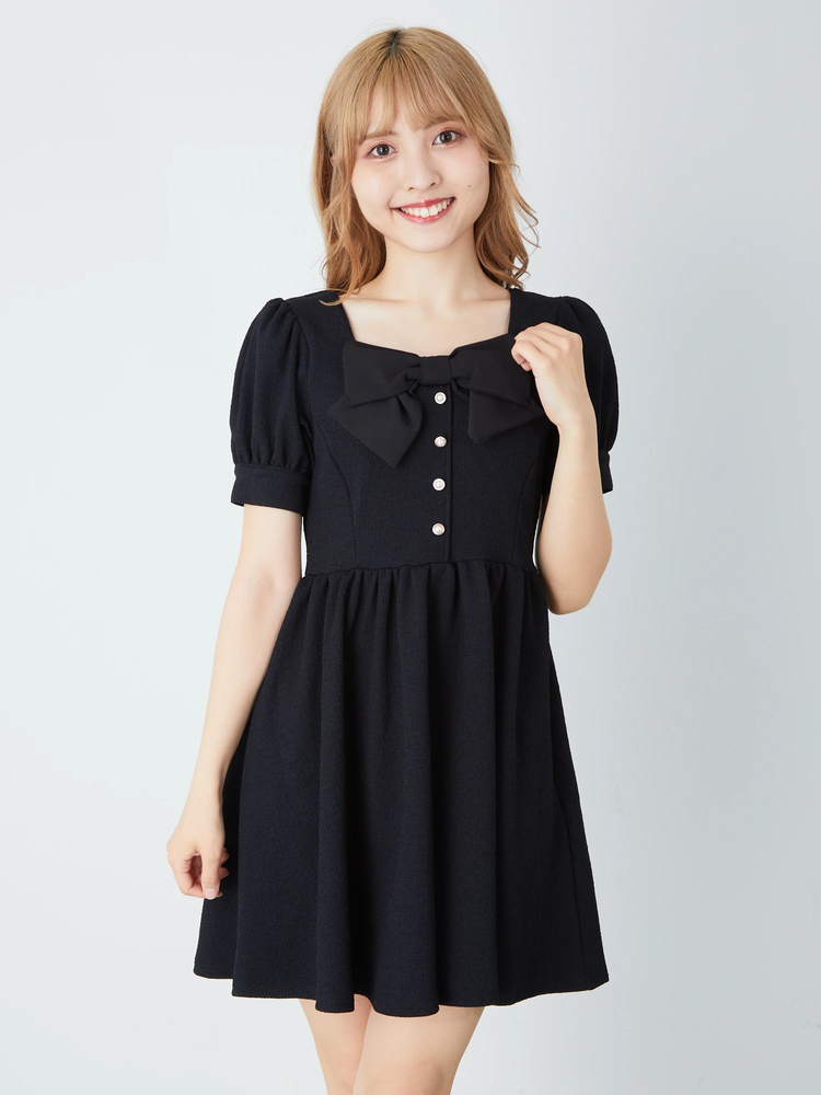 DABUWAWAキュート ドット パフスリーブ ショート ワンピース DABUWAWAキュート ドット柄 パフスリーブ ショート ワンピース